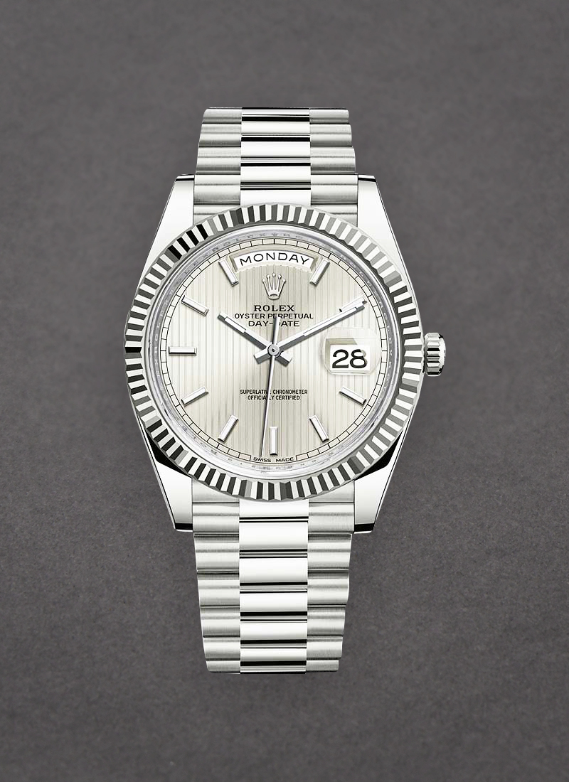 Pre-Owned Rolex Day Date 40mm White Gold with Fluted Bezel