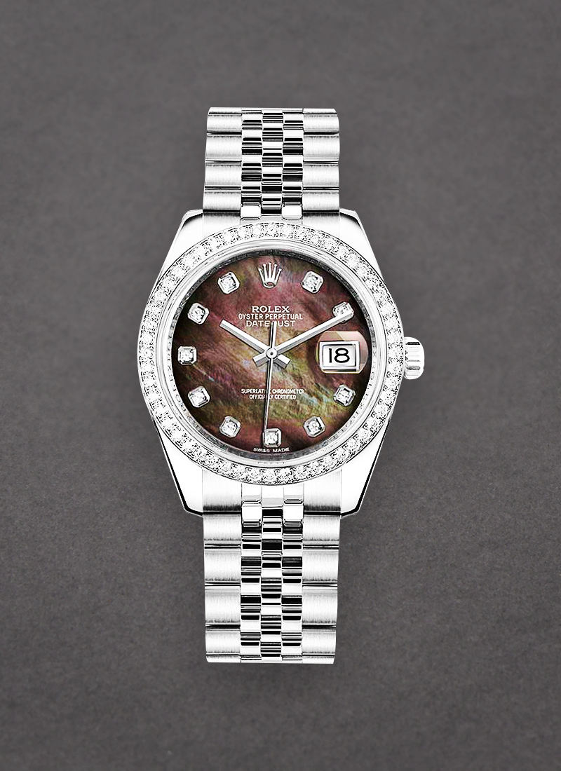 Pre-Owned Rolex Datejust 31mm in Steel with White Gold Diamond Bezel