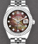 Datejust 31mm in Steel with White Gold Diamond Bezel on Jubilee Bracelet with Dark MOP Diamond Dial