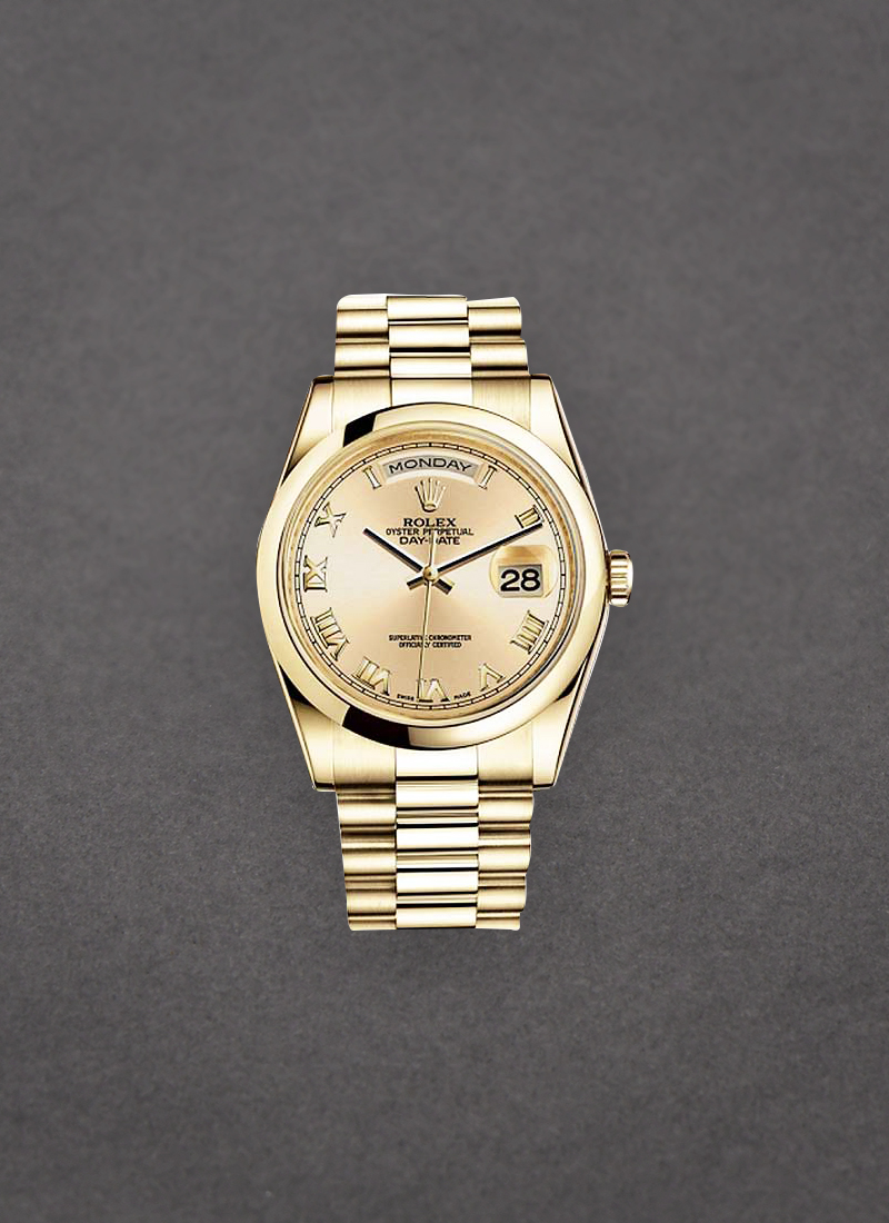 Pre-Owned Rolex Day-Date 36mm President in Yellow Gold with Domed Bezel