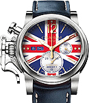 Chronofighter Vintage UK Ltd Brexit in Steel On Blue Calfskin Leather Strap with Multi-color Dial