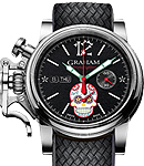 Chronofighter Vintage Dia De Los Muertos 44mm in Steel On Black Rubber Strap with Black Dial - Limited Edition of 30 Pieces