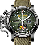Chronofighter Vintage Aircraft Flying Tigers in Steel and PVD On Green Canvas Strap with Green Dial- Limited Edition of 88 Pieces