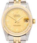 Mid Size 31mm Datejust in Steel with Yellow Gold Fluted Bezel   on Jubilee Bracelet with Champagne Jubilee Roman Dial