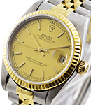Mid Size 31mm Datejust in Steel with Yellow Gold Fluted Bezel on Jubilee Bracelet with Champagne Stick Dial