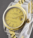 Mid Size 31mm Datejust in Steel with Yellow Gold Fluted Bezel on Jubilee Bracelet with Champagne Stick Dial