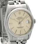 Datejust 36mm in Steel with White Gold Fluted Bezel on Bracelet with Silver Stick Dial