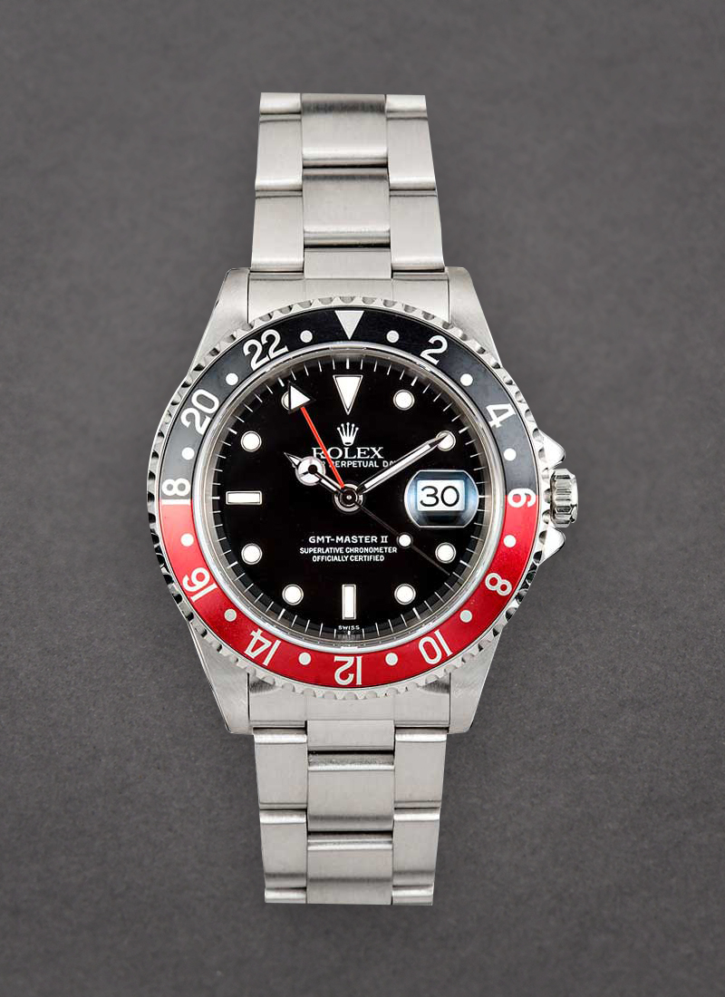 Pre-Owned Rolex GMT Master II 40mm in Steel with Red and Black Bezel