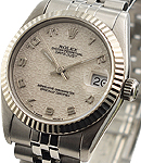 Mid Size 31mm Datejust in Steel with White Gold Fluted Bezel on Jubilee Bracelet with Ivory Jubilee Arabic Dial