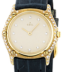 Sport Classic Ladies Quartz in Yellow Gold with Diamonds on Black Crocodile Leather Strap with Champagne Dial