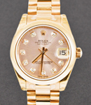 Mid Size President 31mm in Rose Gold with Smooth Bezel on Bracelet with Pink Diamond Dial