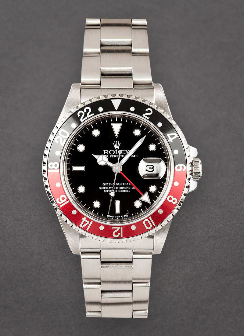 Pre-Owned Rolex GMT Master II in Steel with Black and Red Bezel