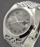 Datejust 41mm in Steel with Smooth Bezel on Jubilee Bracelet with Wimbledon Dial