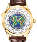 World Time Ref 5231J in Yellow Gold on Brown Alligator Leather Strap with Cloisonne Enamel Dial