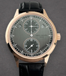 Annual Calendar Regulator in Rose Gold on Black Crocodile Leather Strap with Graphite and Black Dial