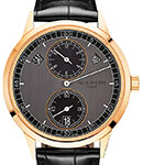 Annual Calendar Regulator in Rose Gold on Black Crocodile Leather Strap with Graphite and Black Dial