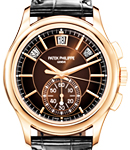 5905R Annual Calendar Chronograph in Rose Gold on Black Crocodile Leather Strap with Brown Sunburst Dial