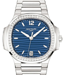 Nautilus  7118 Automatic in Steel with Diamond Bezel On Steel Bracelet with Blue Opaline Dial