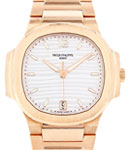Nautilus 7118 Automatic in Rose Gold On Rose Gold Bracelet with Silver Opaline Dial