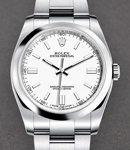 Oyster Perpetual 36mm No Date in Steel with Smooth Bezel on Oyster Bracelet with White Index Dial