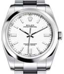 Oyster Perpetual 36mm No Date in Steel with Smooth Bezel on Oyster Bracelet with White Index Dial