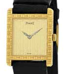 Rectangular in Yellow Gold on Black Alligator Leather Strap with Yellow Gold Dial