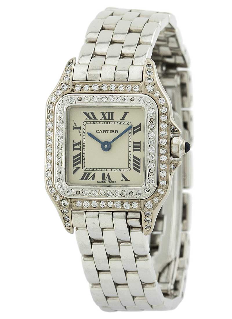 Cartier Panther Ladies 22mm Quarts in White Gold with Diamond Bezel
