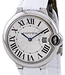 Ballon Bleu de Cartier 36mm in Steel on White Alligator Leather Strap with Silver Dial