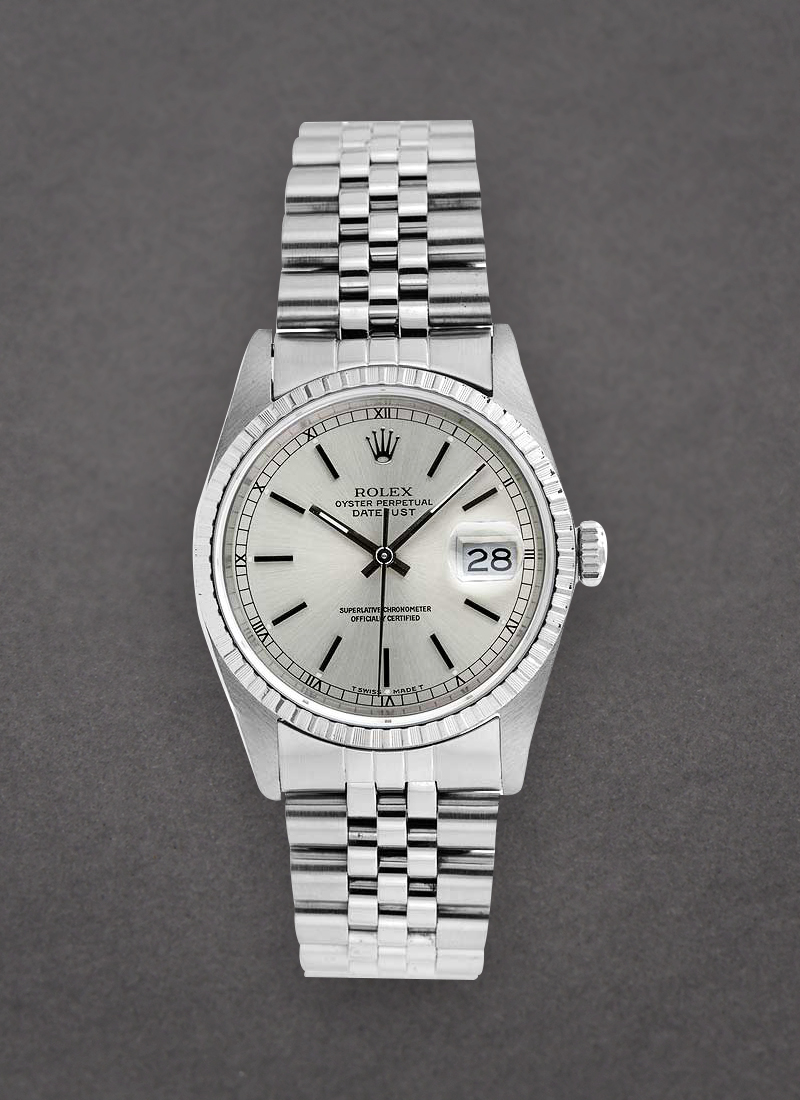 Pre-Owned Rolex Datejust 36mm in Steel with Engine Bezel