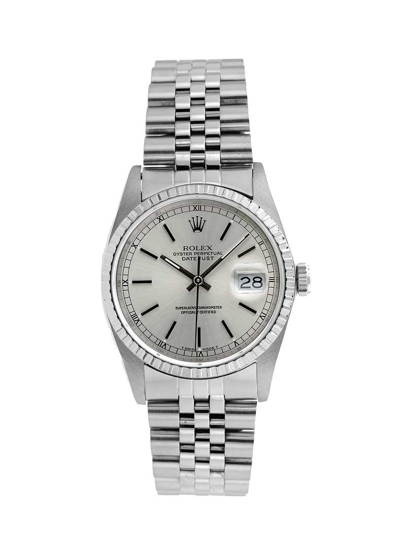 Pre-Owned Rolex Datejust 36mm in Steel with Engine Bezel