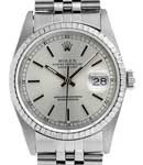 Datejust 36mm in Steel with Engine Bezel on Jubilee Bracelet with Silver Stick Dial