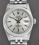 Datejust 36mm in Steel with Engine Bezel on Jubilee Bracelet with Silver Stick Dial