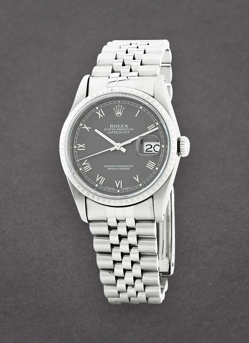 Pre-Owned Rolex Datejust 36mm in Steel with Engine Turned Bezel