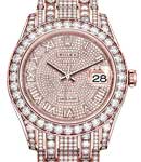 Pearlmaster 39mm in Rose Gold with Diamond Bezel on Bracelet with Pave Diamond Roman Dial