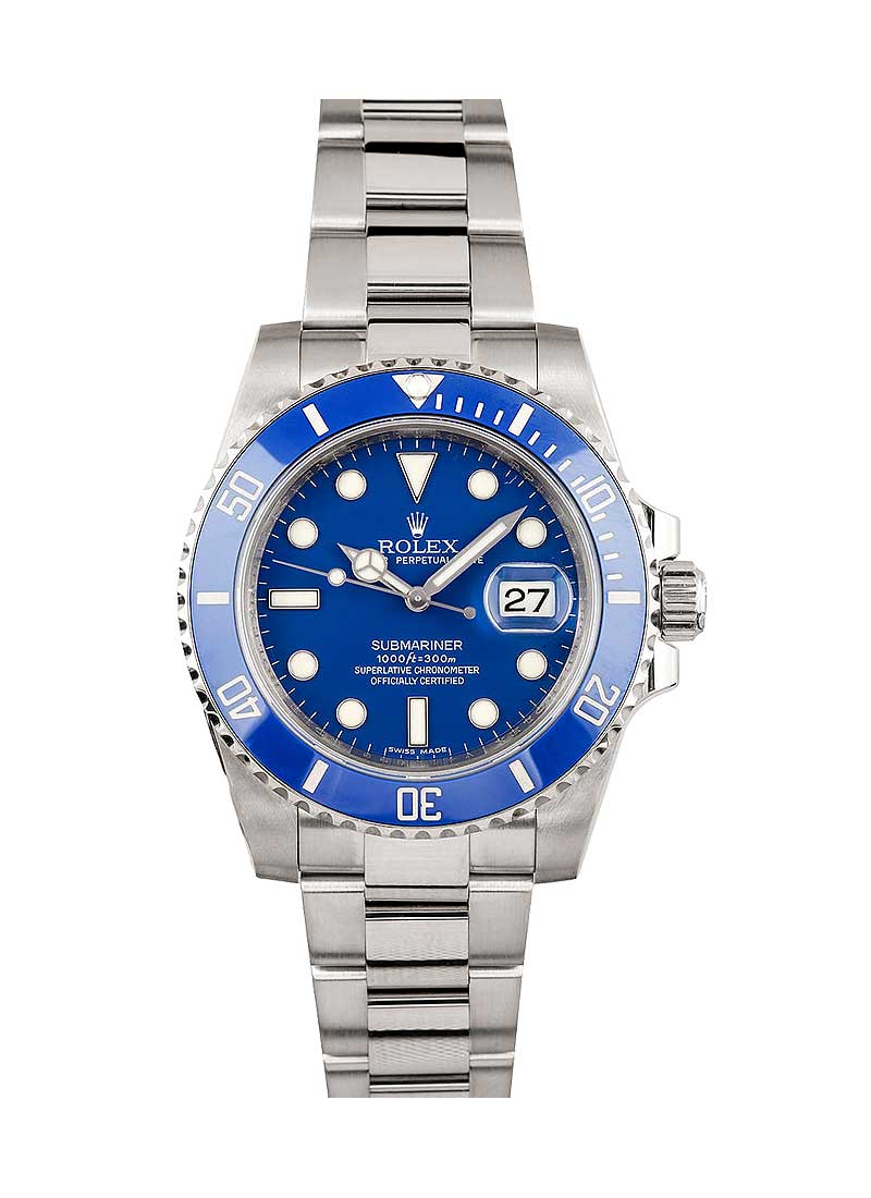 Pre-Owned Rolex Submariner 40mm in White Gold with Blue Ceramic Bezel