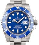 Submariner 40mm in White Gold with Blue Ceramic Bezel on Oyster Bracelet with Blue Dial