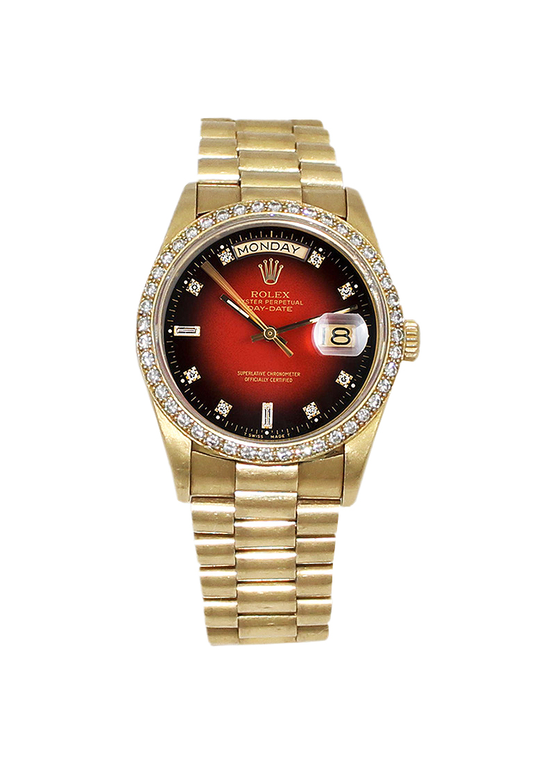 Pre-Owned Rolex President Day-Date 36mm in Yellow Gold with Diamond Bezel