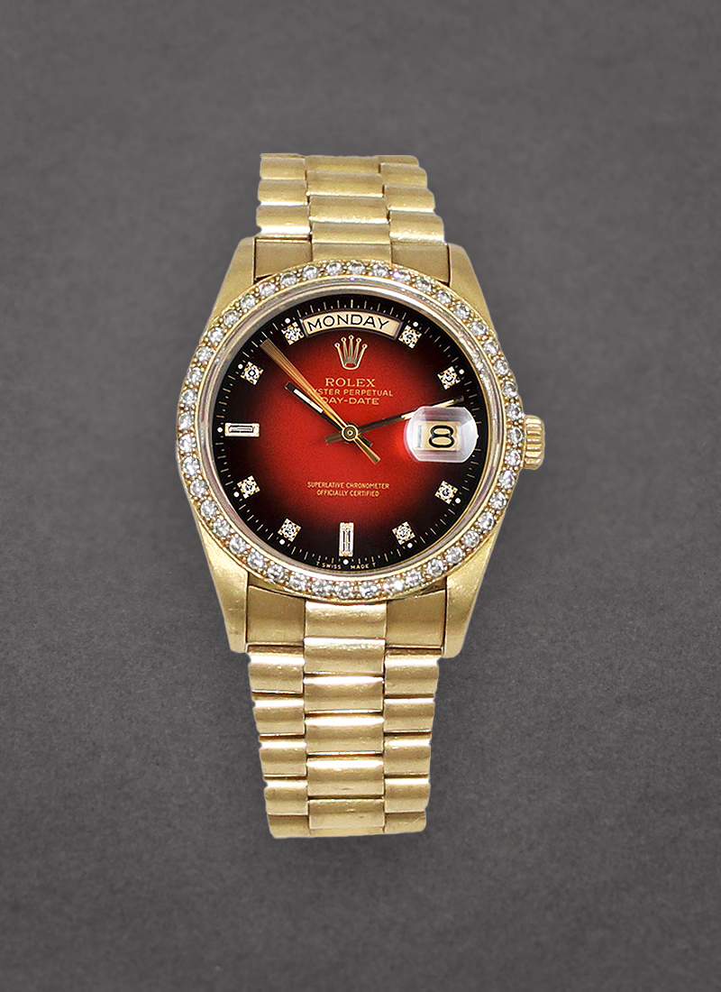 Pre-Owned Rolex President Day-Date 36mm in Yellow Gold with Diamond Bezel