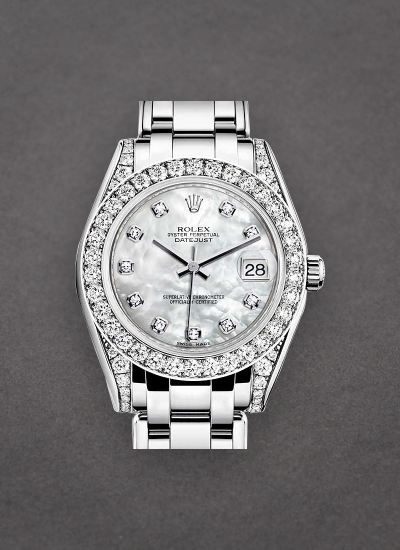 Pre-Owned Rolex Mid Size Masterpiece 34mm in White Gold with Diamond Bezel and Lugs