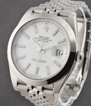 Datejust 41mm in Steel with Smooth Bezel on Jubilee Bracelet with White Index Dial