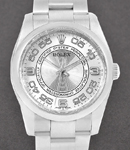 Oyster Perpetual 36mm in Steel Smooth Bezel on Oyster Bracelet with Silver Concentric Arabic Dial