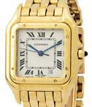 Panthere Large Size Date in Yellow Gold on Yellow Gold Bracelet with Off White Dial