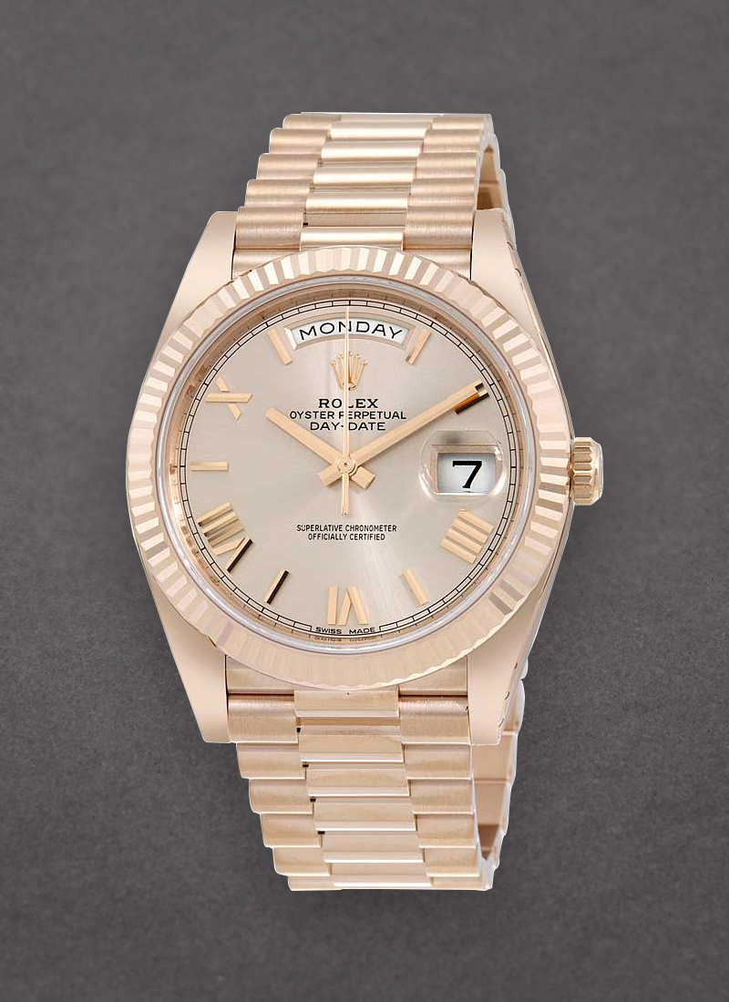 Pre-Owned Rolex President Day Date 40mm in Rose Gold with Fluted Bezel