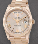 President Day Date 40mm in Rose Gold with Fluted Bezel on President Bracelet with Sundust Roman Dial