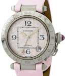 Pasha 35mm Automatic in Steel on Pink Strap with Mother of Pearl Dial