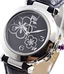 Pasha 35mm Automatic in Steel - Special Edition on Black Crocodile Leather with Black Flower Motif Dial