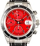 Tiger 40mm Date on Steel with Black Bezel on Black Leather Strap with Red Dial