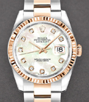 Datejust 36mm Automatic in Steel with Rose Gold Fluted Bezel on Oyster Bracelet with MOP Diamond Dial