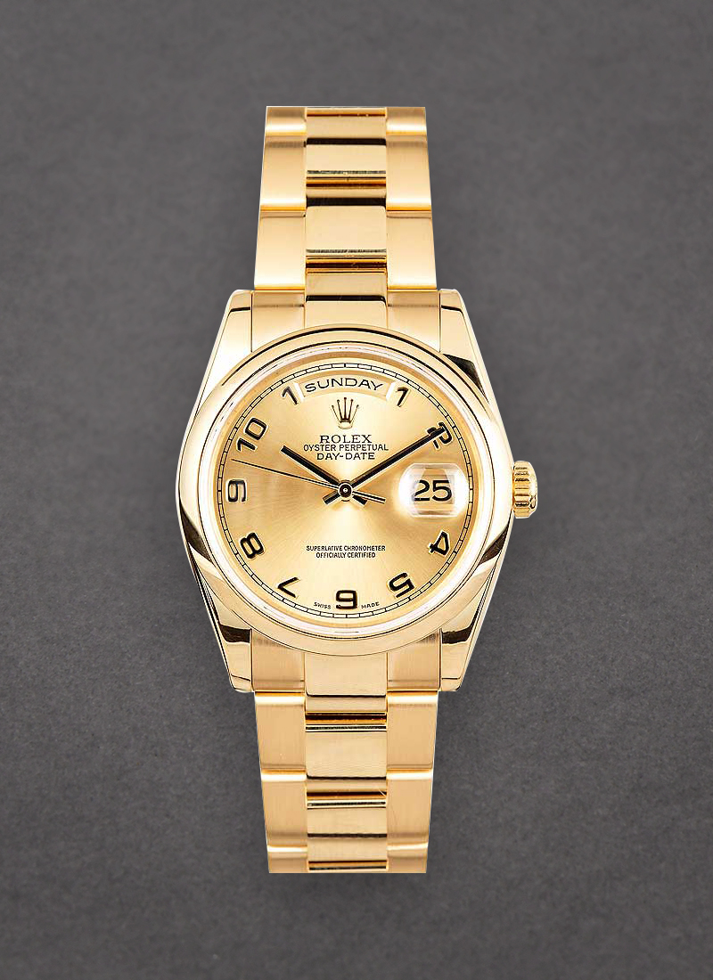 Pre-Owned Rolex Day Date 36mm in Yellow Gold with Smooth Bezel