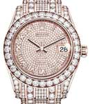 Masterpiece 34mm in Rose Gold with Diamond Bezel on Pearlmaster Bracelet with Pave Diamond Roman Dial